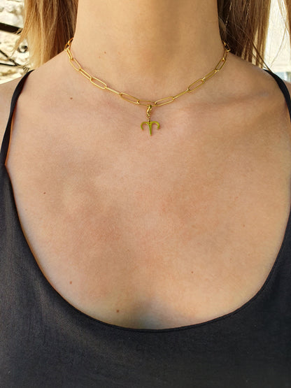 Collier signe astrologique maillons ovales- doré