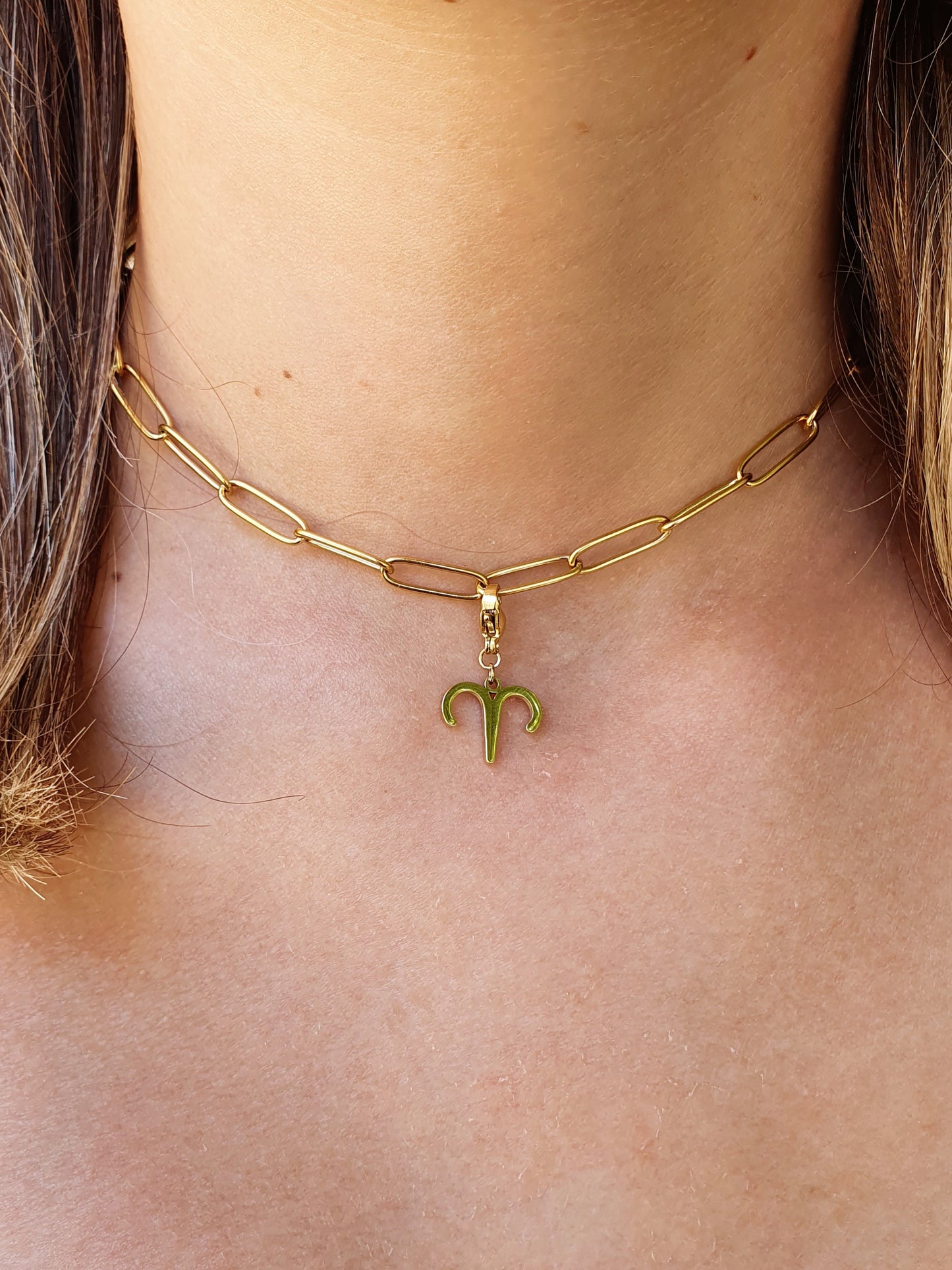Collier signe astrologique maillons ovales- doré