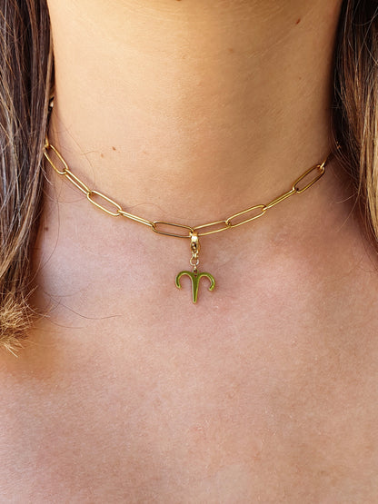 Collier signe astrologique maillons ovales- doré