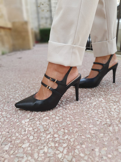 Escarpins noirs multi brides
