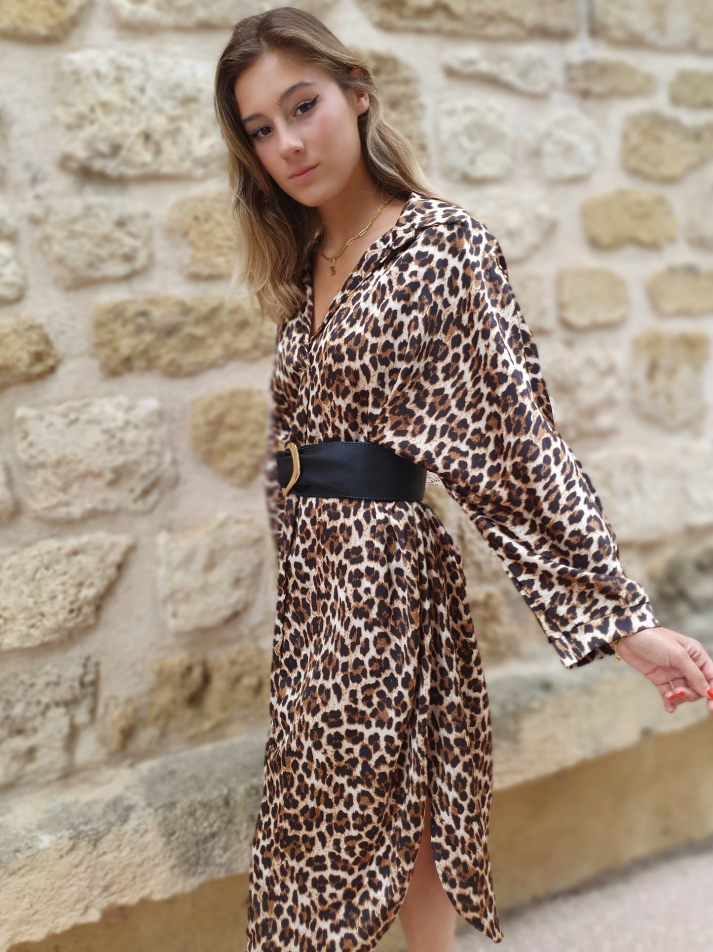 Robe longue à imprimé léopard
