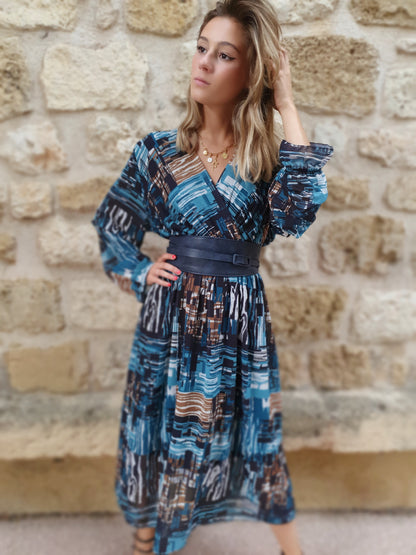 Ceinture en similicuir bleue