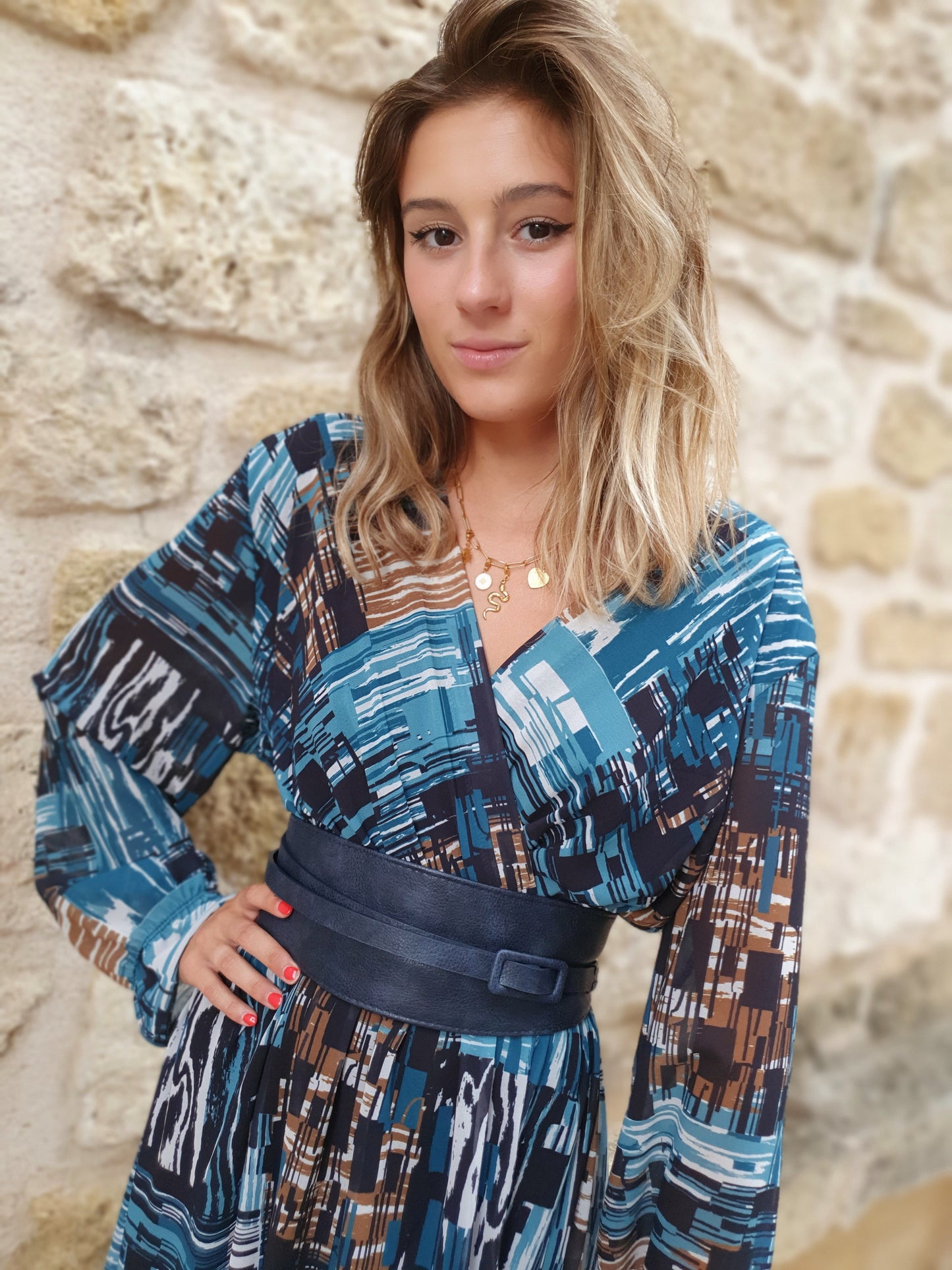 Ceinture en similicuir bleue