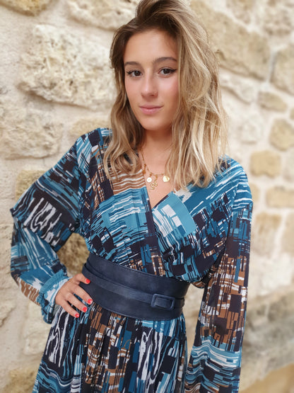 Ceinture en similicuir bleue