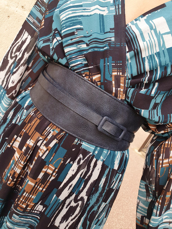 Ceinture en similicuir bleue