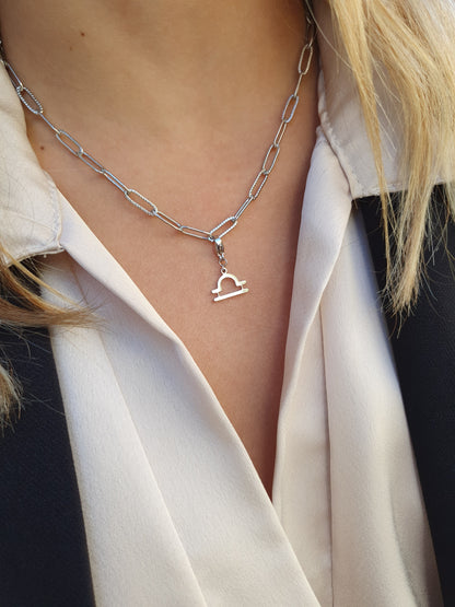 Collier maillons striés - argenté
