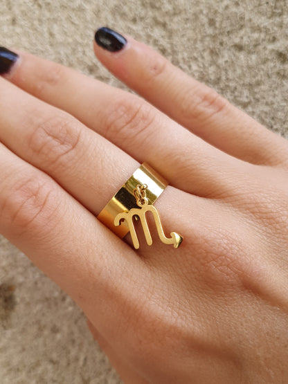 Bague signe astrologique  - doré