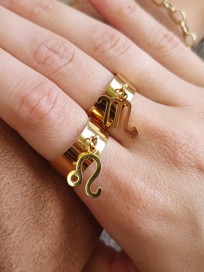 Bague signe astrologique  - doré