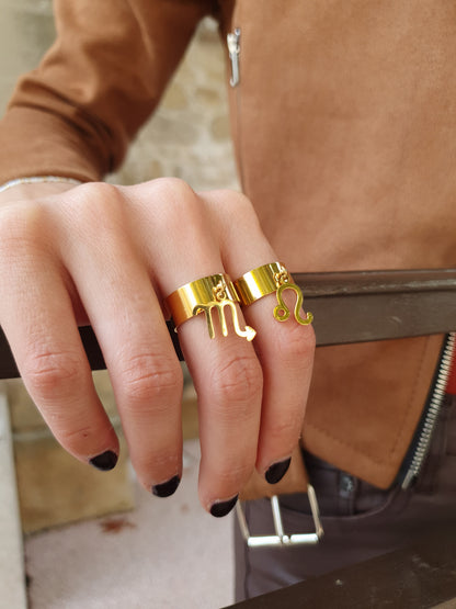 Bague signe astrologique  - doré