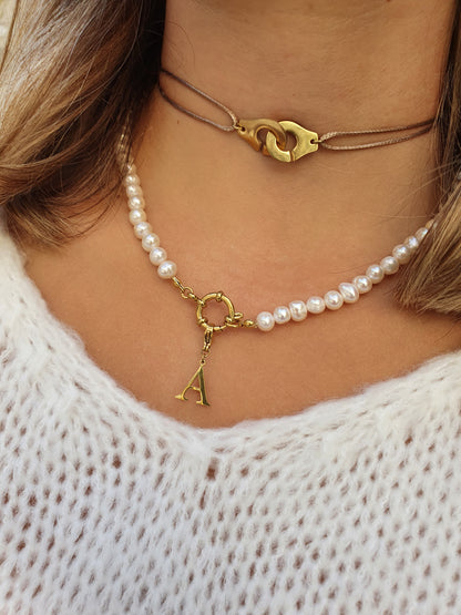 Collier en perles d'eau douce (personnalisable) - doré