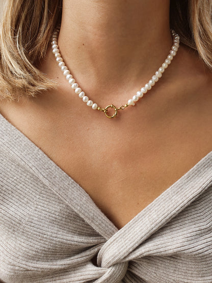 Collier en perles d'eau douce (personnalisable) - doré
