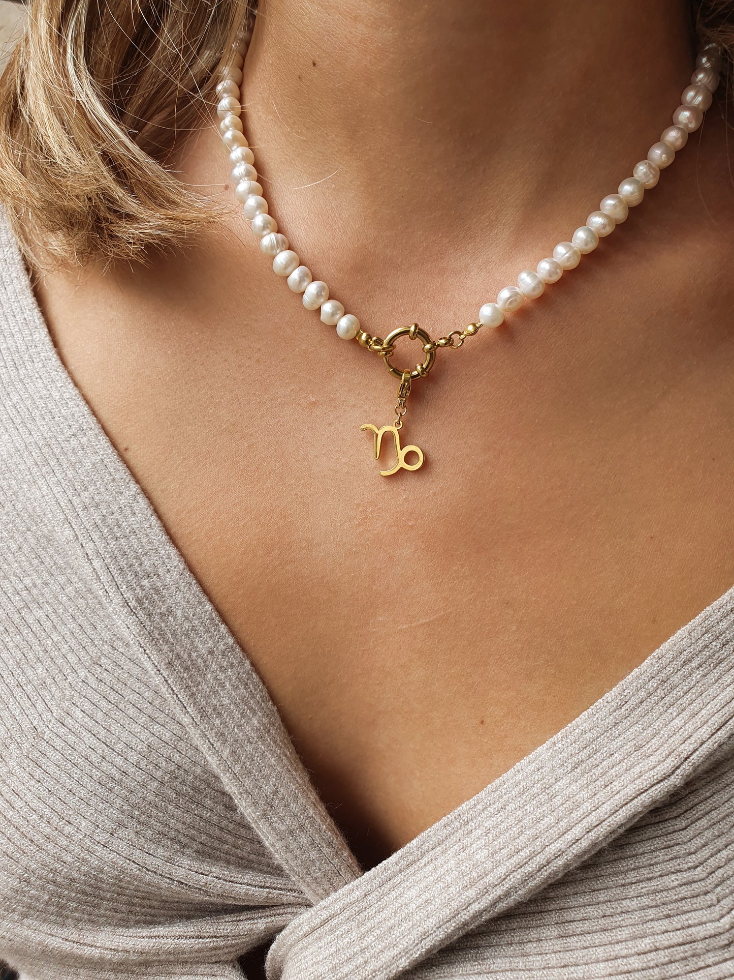 Collier en perles d'eau douce (personnalisable) - doré