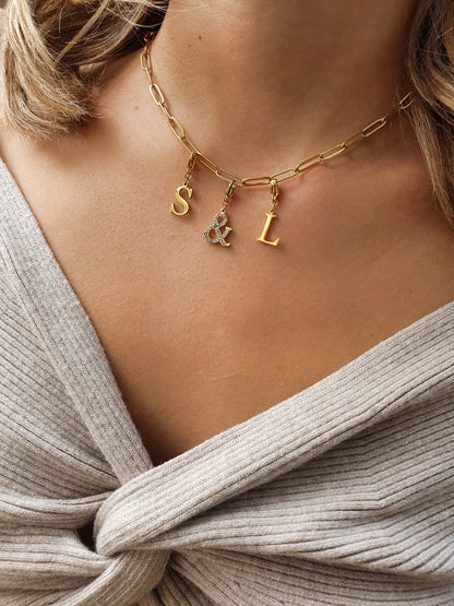 Collier "Toi & Moi" - zircons/doré