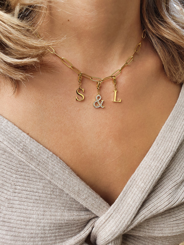 Collier "Toi & Moi" - zircons/doré