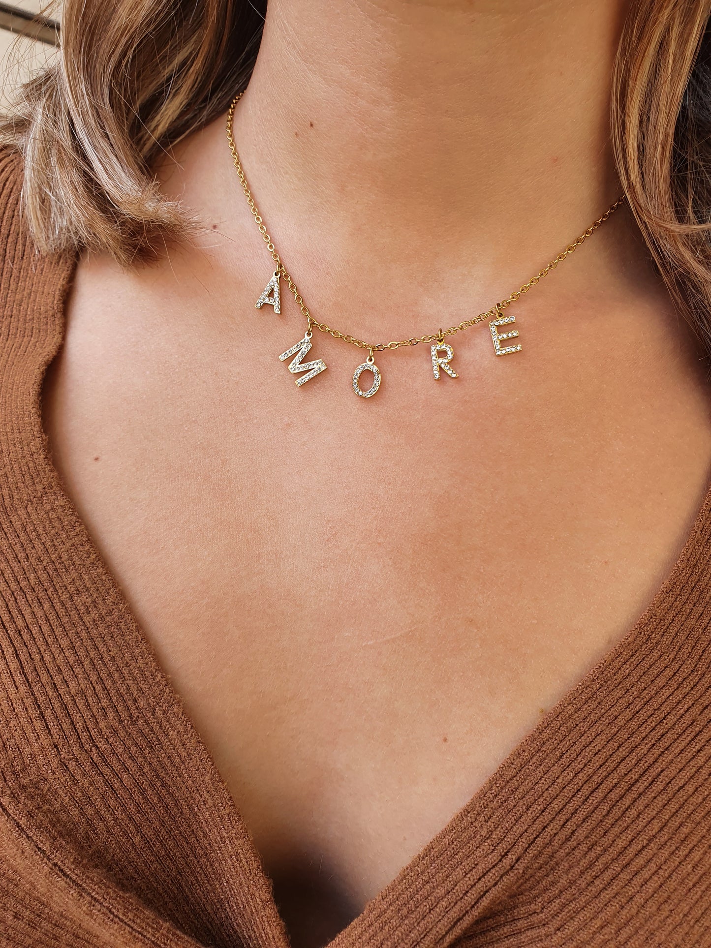 Collier Baby AMORE - zircons/doré
