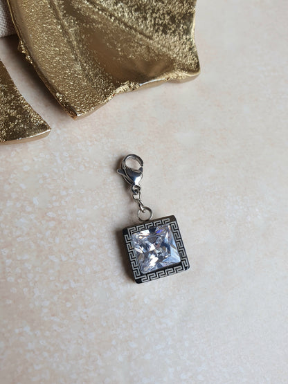 Charm zircon carré - argenté