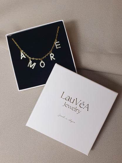 Collier Baby AMORE - zircons/doré