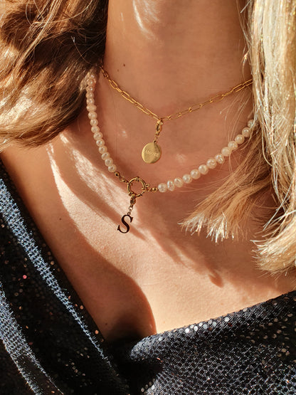 Collier en perles d'eau douce (personnalisable) - doré