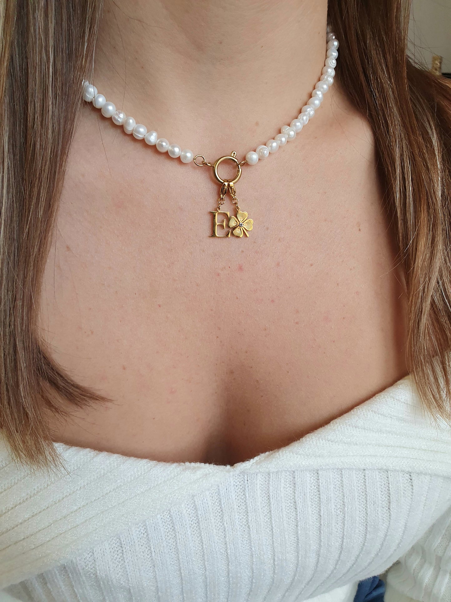 Collier en perles d'eau douce (personnalisable) - doré