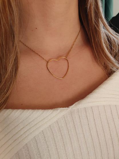 Collier grand coeur - doré