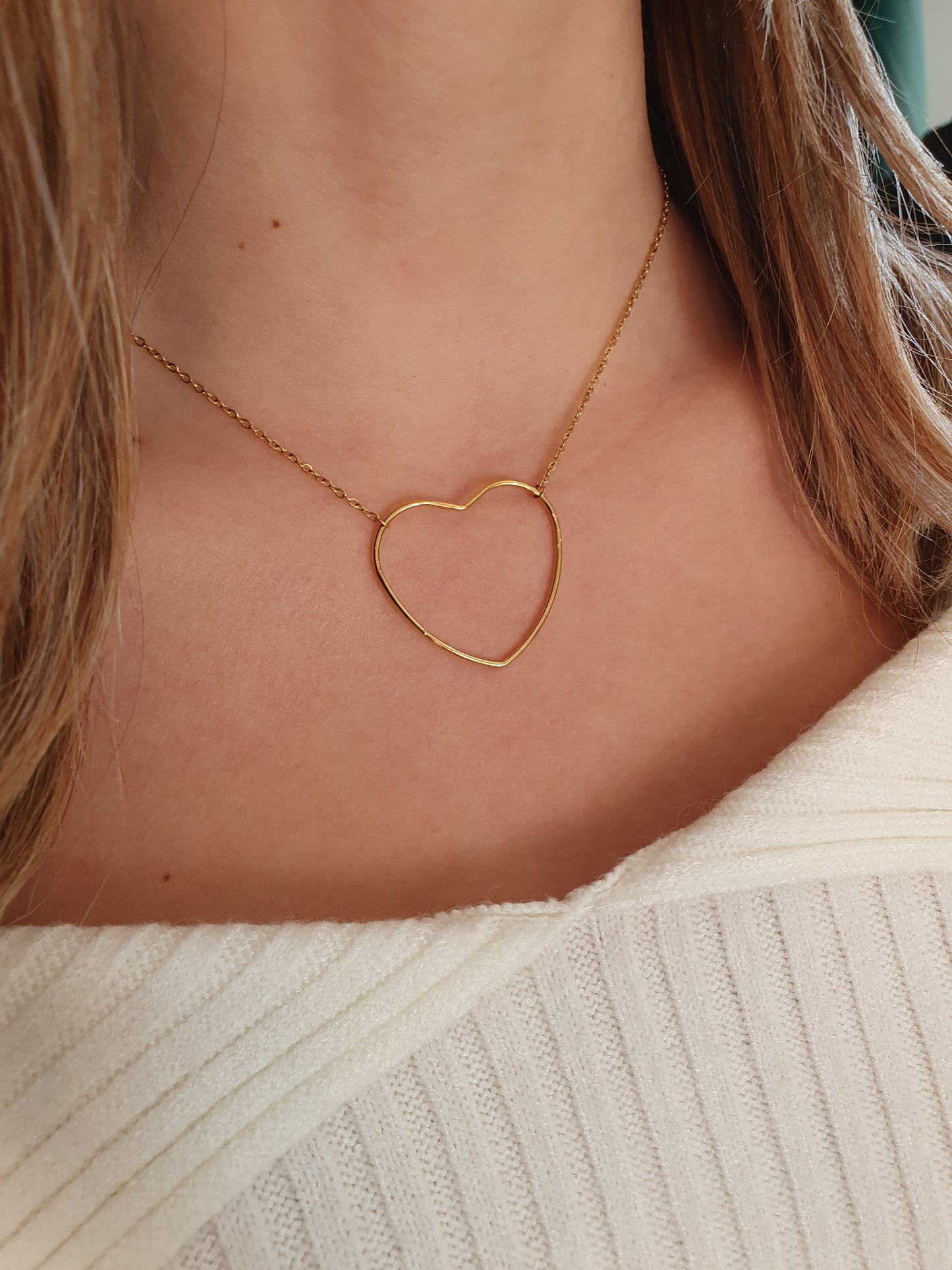 Collier grand coeur - doré