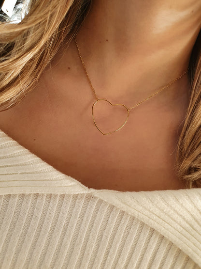 Collier grand coeur - doré