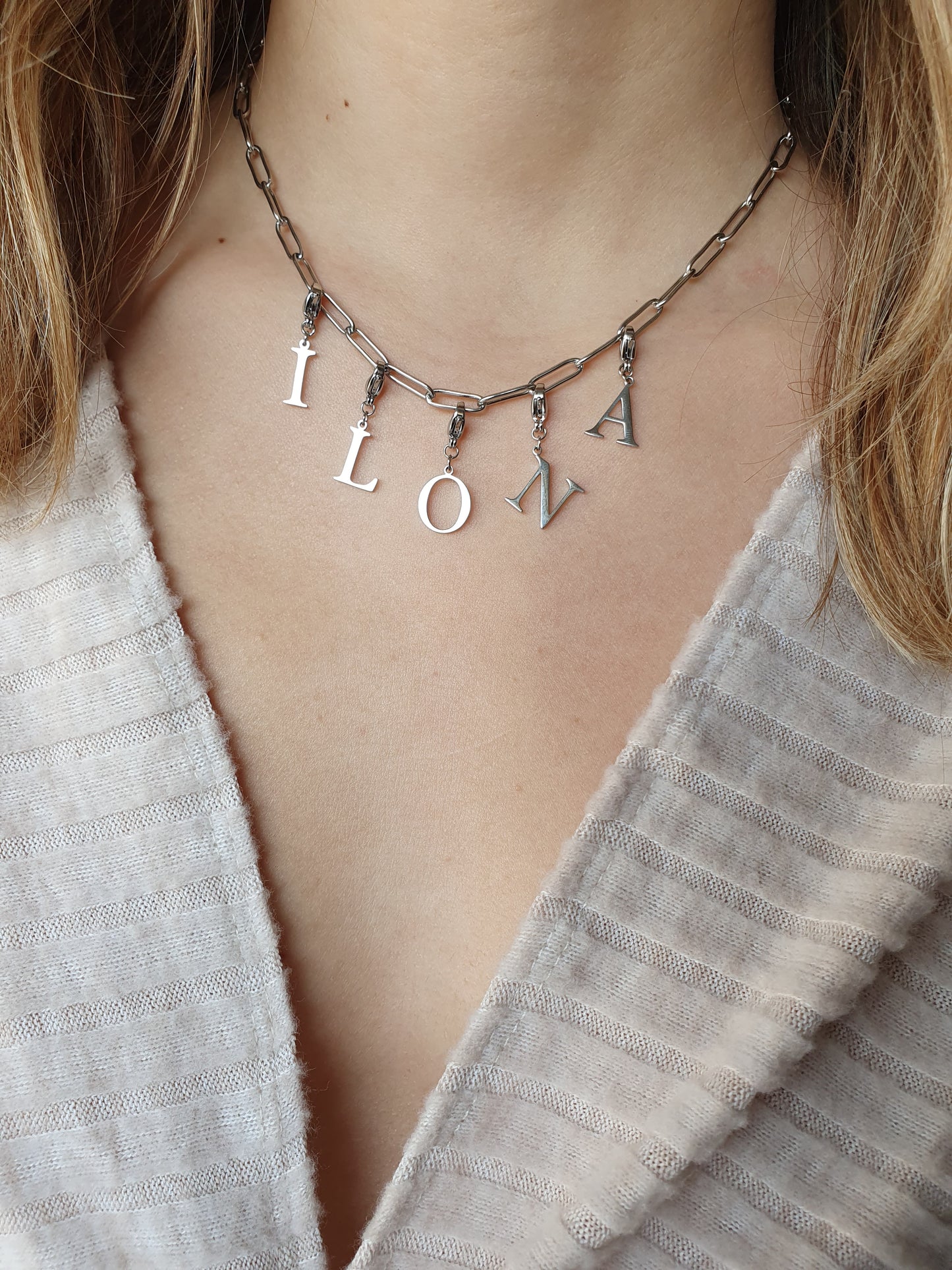 Charms lettres initiales - argenté