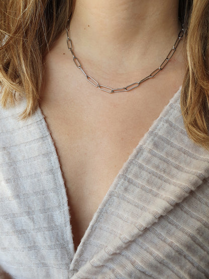 Collier maillons ovales - argenté