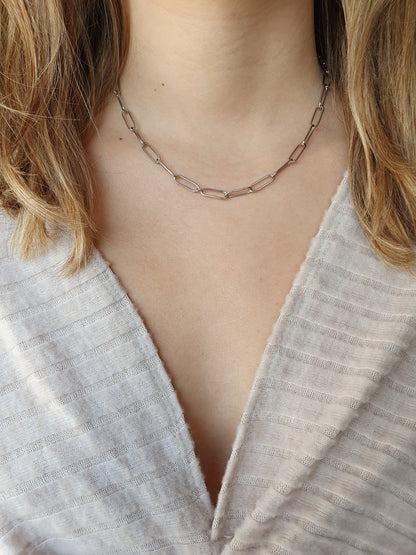 Collier maillons ovales - argenté