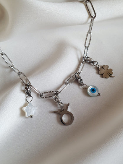Bracelet maillons striés - argenté