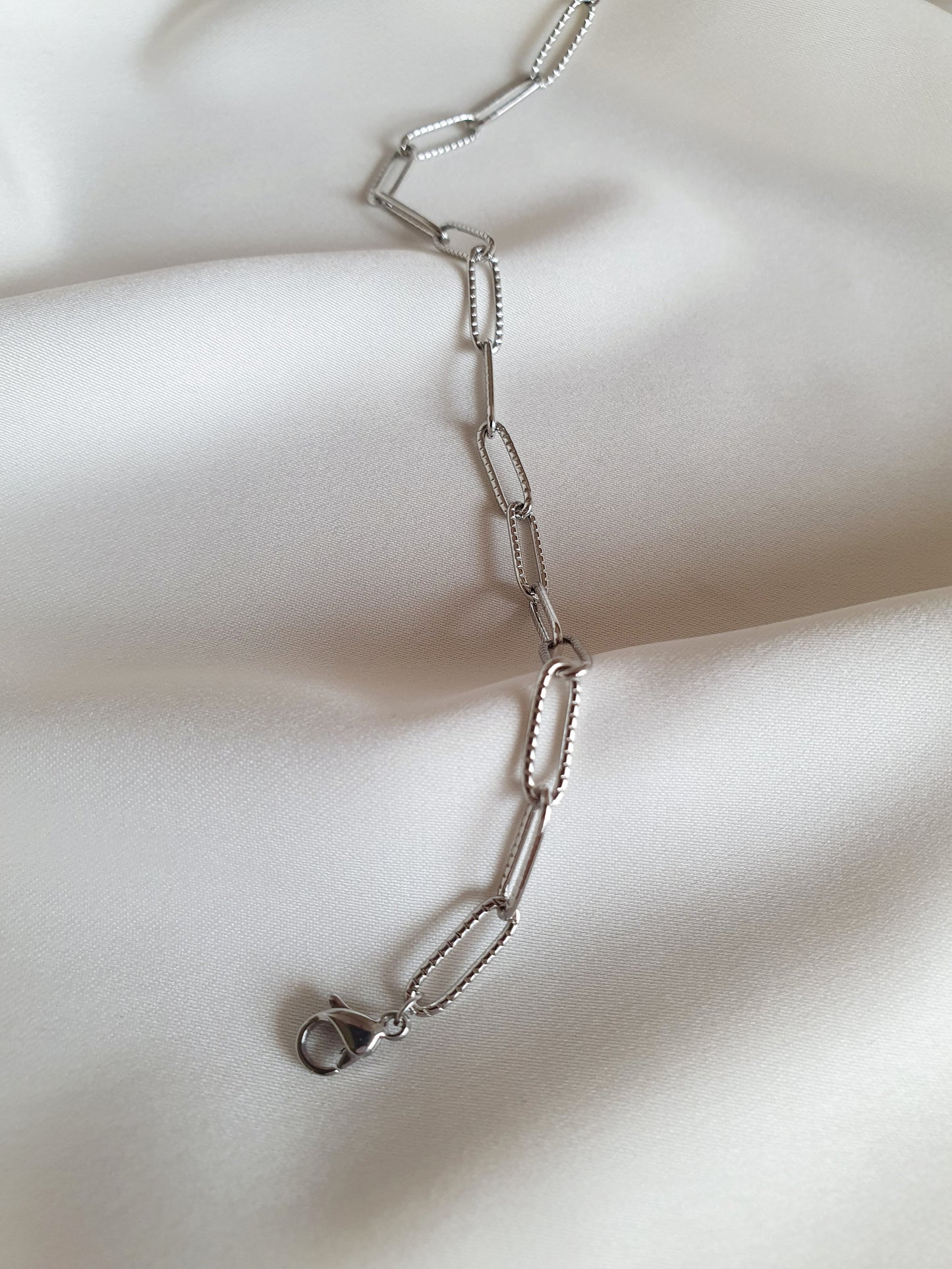 Bracelet maillons striés - argenté