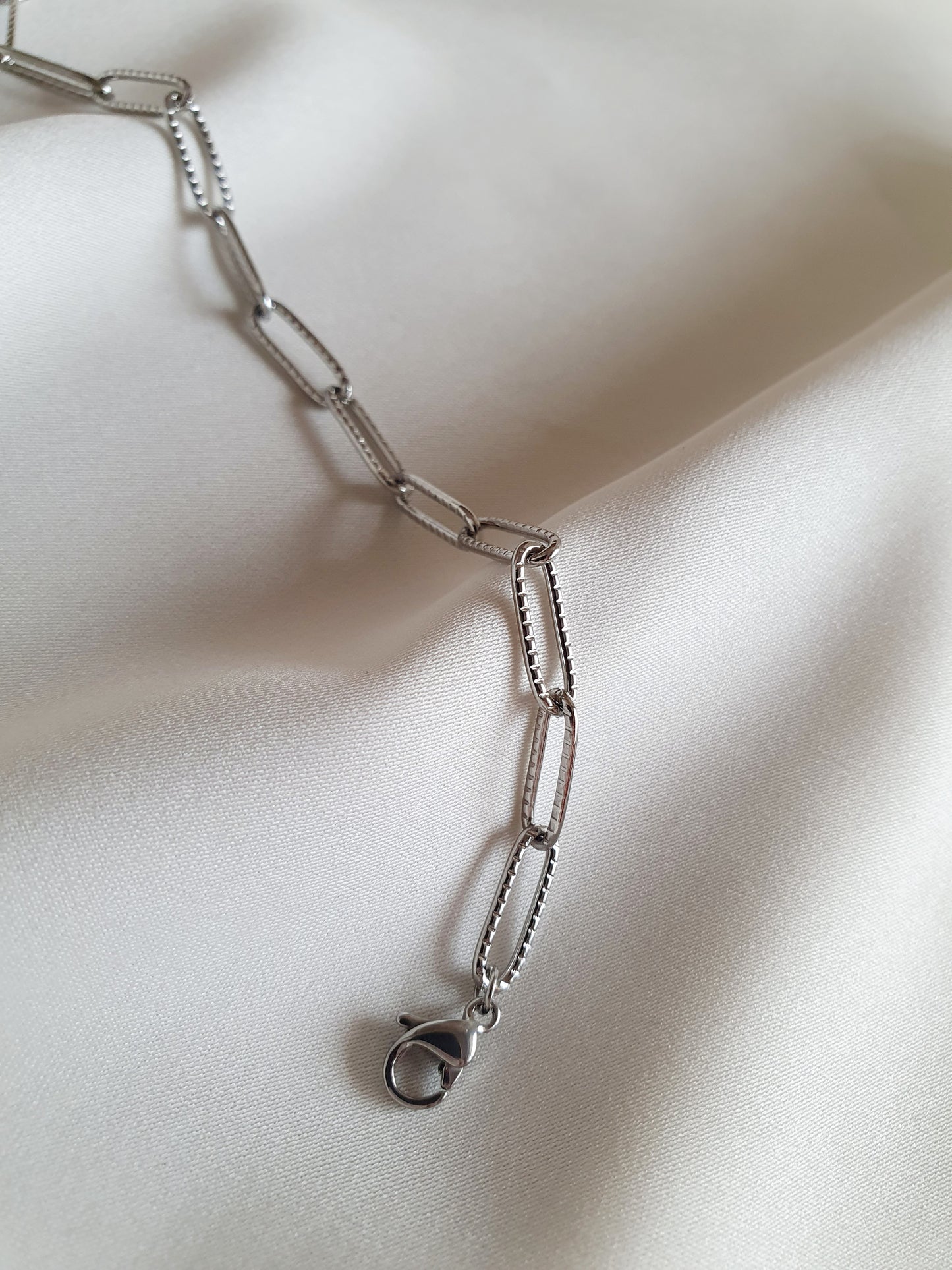 Bracelet maillons striés - argenté