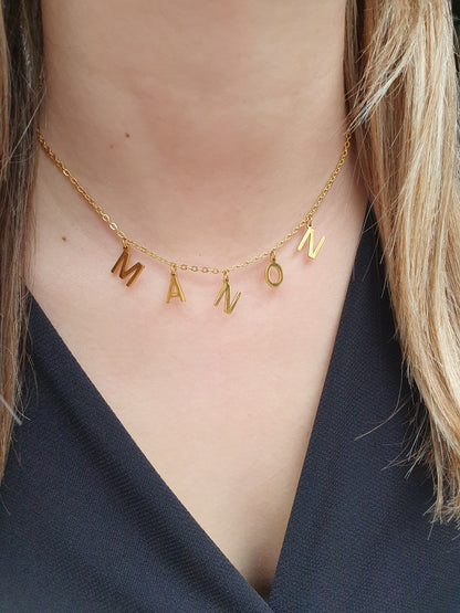 Collier prénom petites lettres personnalisé - doré