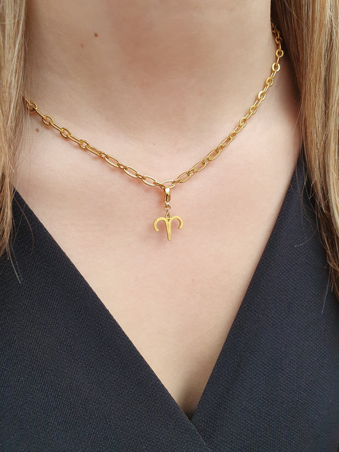 Chaîne petits maillons striés (à personnaliser) - doré
