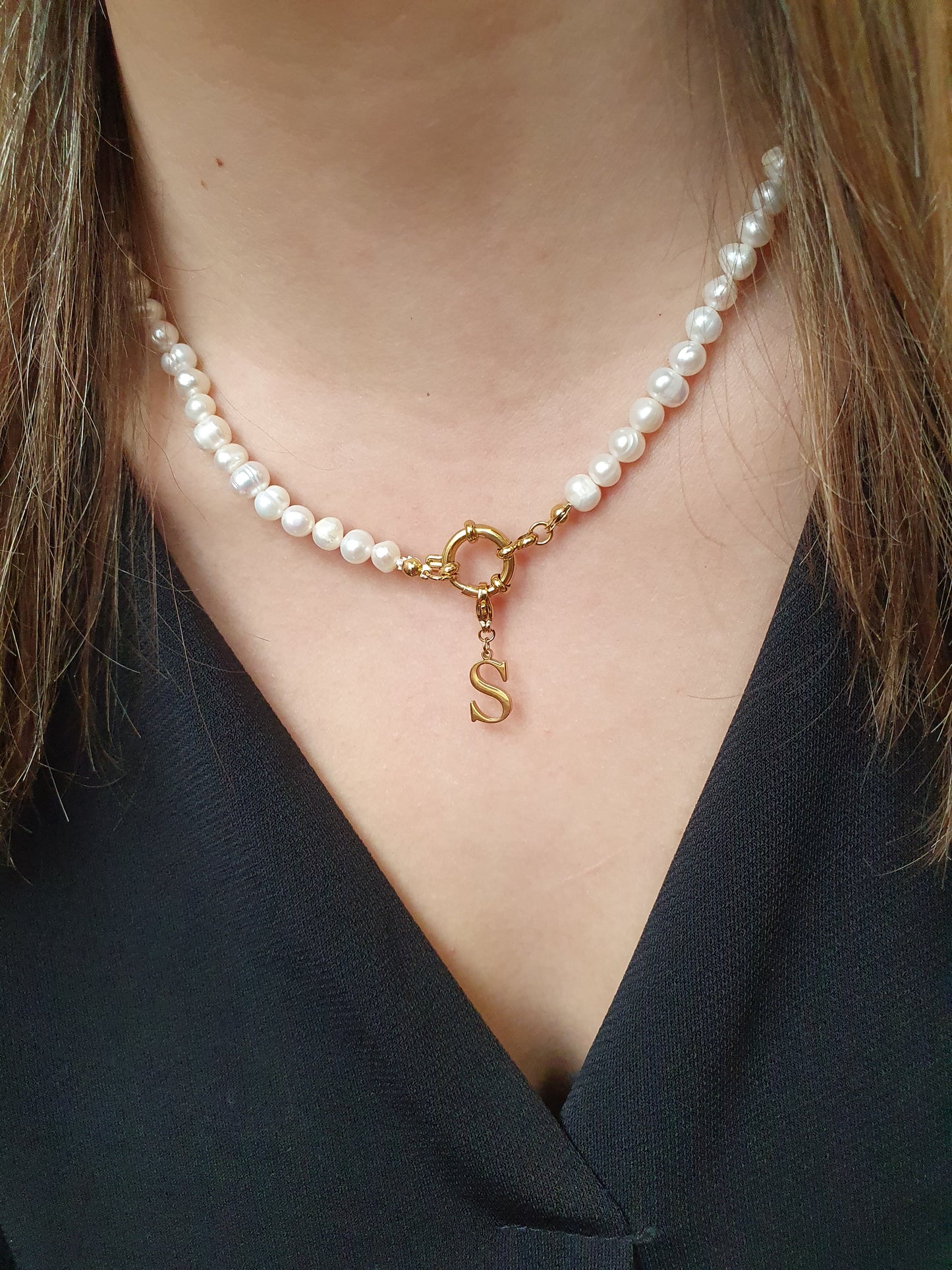 Collier en perles d'eau douce (personnalisable) - doré