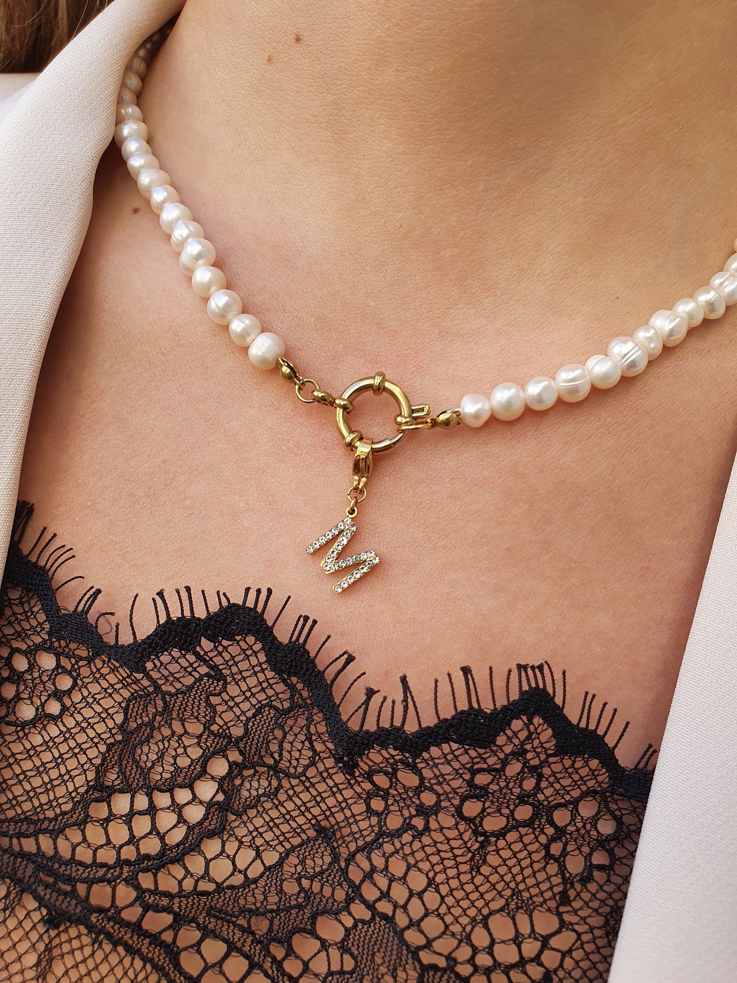 Collier en perles d'eau douce (personnalisable) - doré