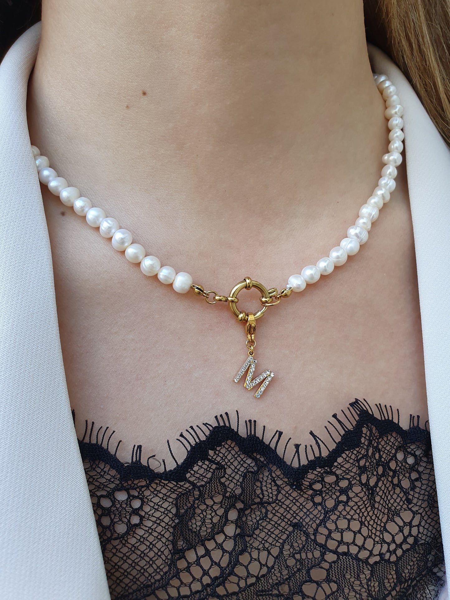 Collier en perles d'eau douce (personnalisable) - doré