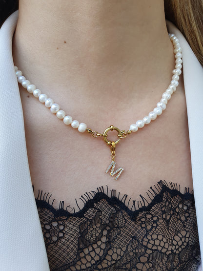 Collier en perles d'eau douce (personnalisable) - doré