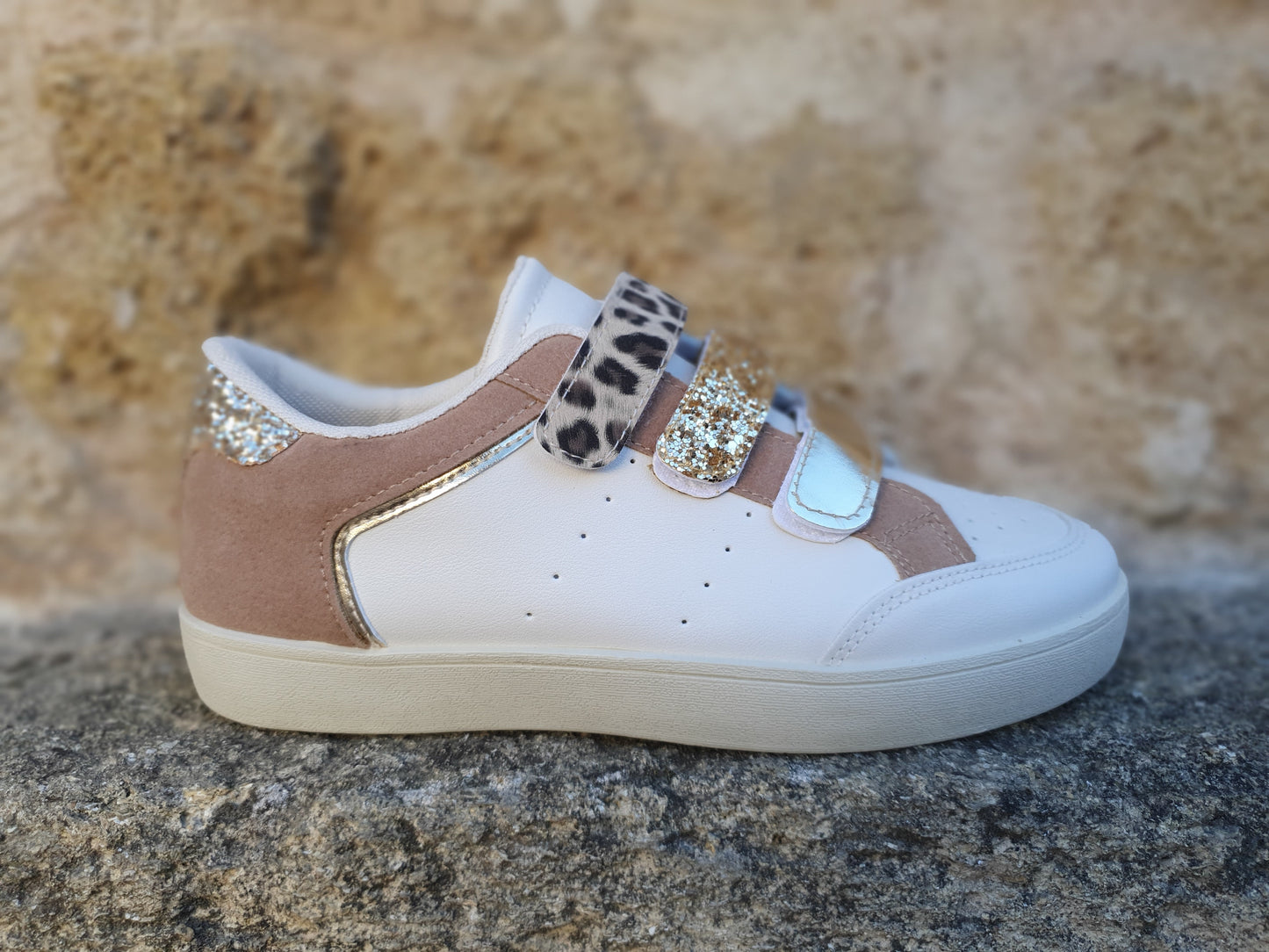 Sneakers triple scratch paillettes & léopard