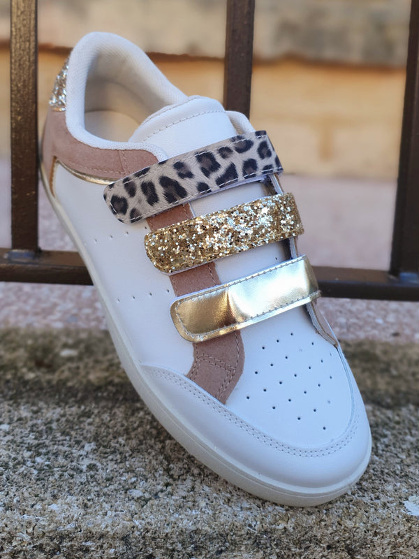 Sneakers triple scratch paillettes & léopard
