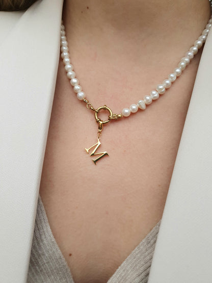 Collier en perles d'eau douce (personnalisable) - doré
