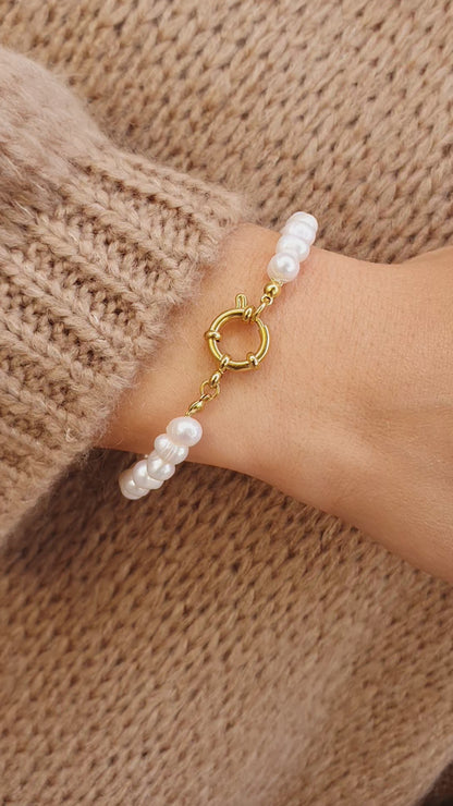 Bracelet perles d'eau douce - doré