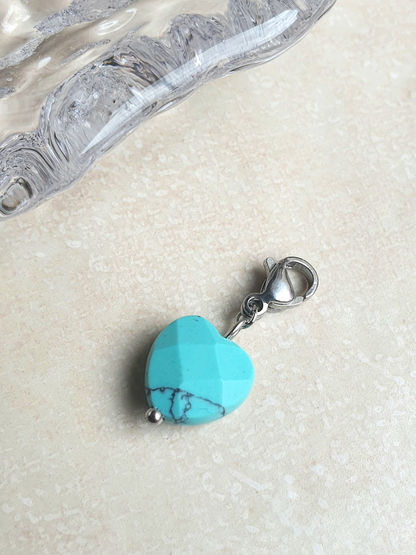 Charm coeur turquoise - argenté