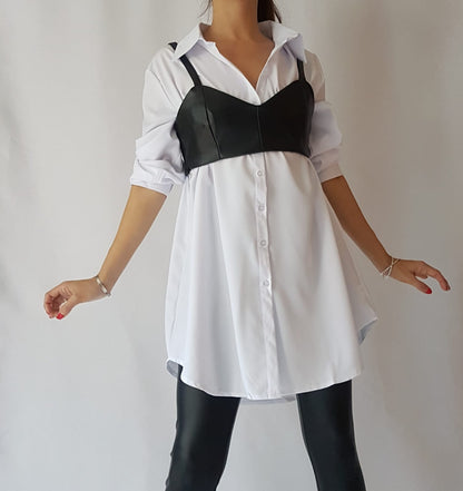Brassière similicuir noire