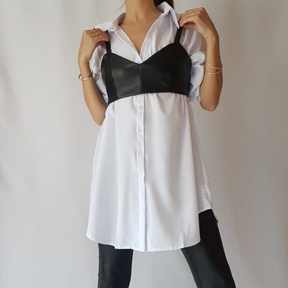 Brassière similicuir noire