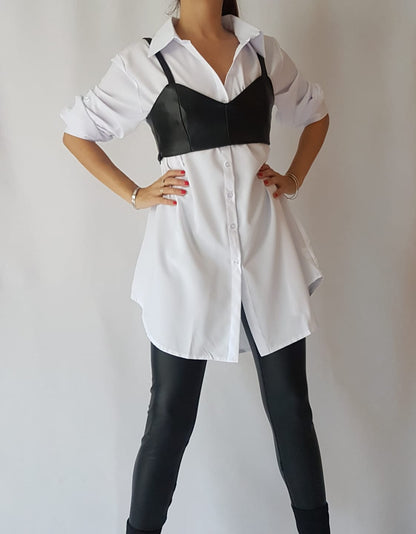 Brassière similicuir noire