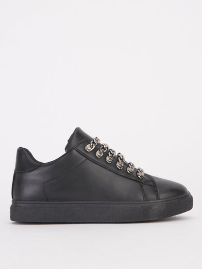 Baskets noires chainettes similicuir