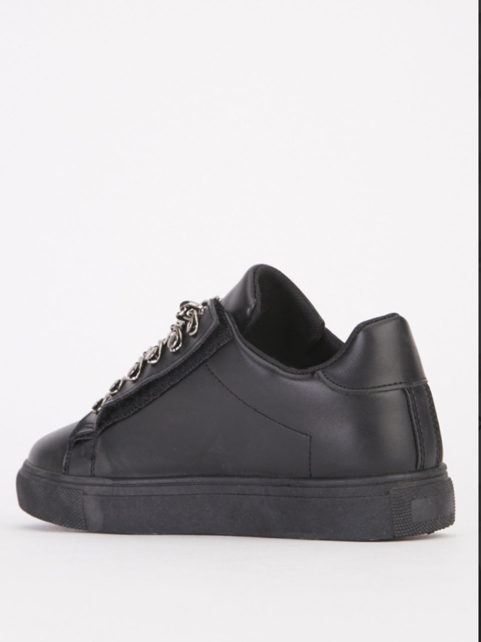 Baskets noires chainettes similicuir