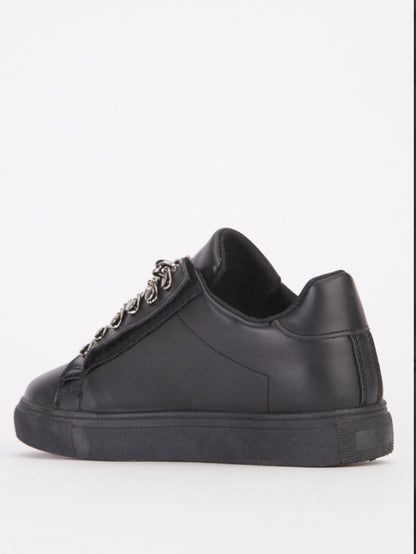 Baskets noires chainettes similicuir