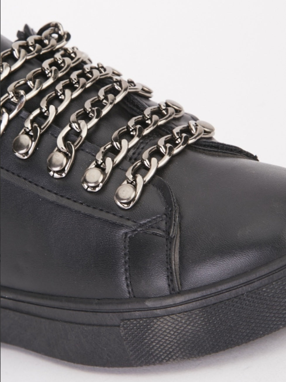 Baskets noires chainettes similicuir